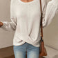 Twisted Waffle-Knit Dropped Shoulder T-Shirt