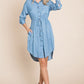 Faith Apparel Button Up Drawstring Shirt Dress