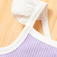 Baby Girl Contrast Trim Ribbed Cami and Shorts Set