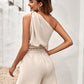 One-Shoulder Crop Top and Paperbag Waist Shorts Set