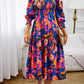 Printed Smocked Lantern Sleeve Ruffled Dress