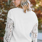 V-Neck Crochet Long Sleeve Blouse
