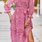 Leopard Surplice Tie Belt Slit Dress