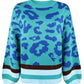 Leopard Round Neck Dropped Shoulder Sweater