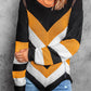Eyelet Color Block Long Sleeve Sweater