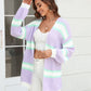 Color Block Ribbed Dropped Shoulder Open Front Cardigan
