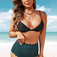 Scalloped Hem Textured Swim Bottoms