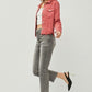 RISEN Raw Hem Button Up Cropped Denim Jacket