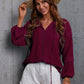 Crochet Tassel Tie Neck Long Sleeve Blouse