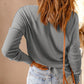 Waffle Knit Henley Long Sleeve Top