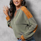Striped Notched Long Sleeve Blouse