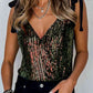 Sequin V-Neck Tie Shoulder Bodysuit