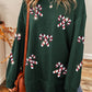 Candy Cane Sequin Round Neck Long Sleeve Sweatshirt
