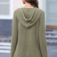 Waffle-Knit Button Up Drawstring Hoodie