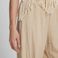 Fringe Hem Wide Leg Long Pants