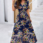 Smocked Floral V-Neck Short Sleeve Dress