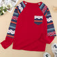 Geometric Long Sleeve Blouse With Pocket