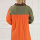 Contrast Button Up Collared Neck Dress