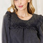 HEYSON Full Size Mineral Wash Smocked Round Neck Blouse