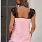 Contrast Lace Trim Swiss Dot Tank