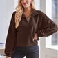 Half Zip Collared Neck Long Sleeve Sweatshirt