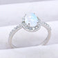 925 Sterling Silver Natural Moonstone Halo Ring