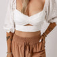 Eyelet Sweetheart Neck Cutout Crop Top