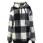 Plaid Half Zip Drawstring Hoodie