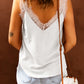 Swiss Dot Lace Trim V-Neck Tank