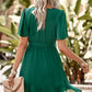 Round Neck Flutter Sleeve Belted Dress