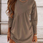 Ruched Round Neck Long Sleeve Dress