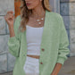 V-Neck Button-Down Dropped Shoulder Cardigan