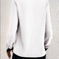 Contrast Trim V-Neck Long Sleeve Blouse