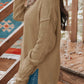 Waffle-Knit Dropped Shoulder Buttoned Sweater