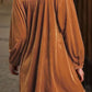 Notched Balloon Sleeve Ruched Mini Dress