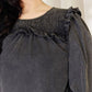 HEYSON Full Size Mineral Wash Smocked Round Neck Blouse