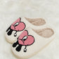 Melody Love Heart Print Plush Slippers