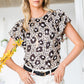 Animal Print Puff Sleeve Round Neck Blouse