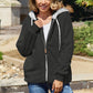 Zip Up Drawstring Hooded Jacket