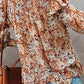 Floral Smocked Lantern Sleeve Ruffled Blouse