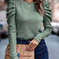 Round Neck Puff Sleeve Sleeve Blouse