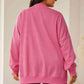 Plus Size Round Neck Drop Shoulder Slit Sweatshirt