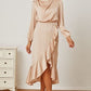 Mock Neck Ruffled Asymmetrical Dress