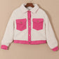 Contrast Snap Down Collared Neck Long Sleeve Jacket