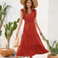 Tiered Ruffled V-Neck Cap Sleeve Dress