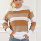 Striped Round Neck Long Sleeve Knit Top