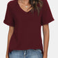 V-Neck Short Sleeve Slit T-Shirt