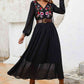 Flower Tie Neck Balloon Sleeve Dress