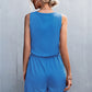 Sleeveless Buttoned Romper with Pockets