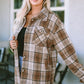 Plaid Dropped Shoulder Shirt Jacket